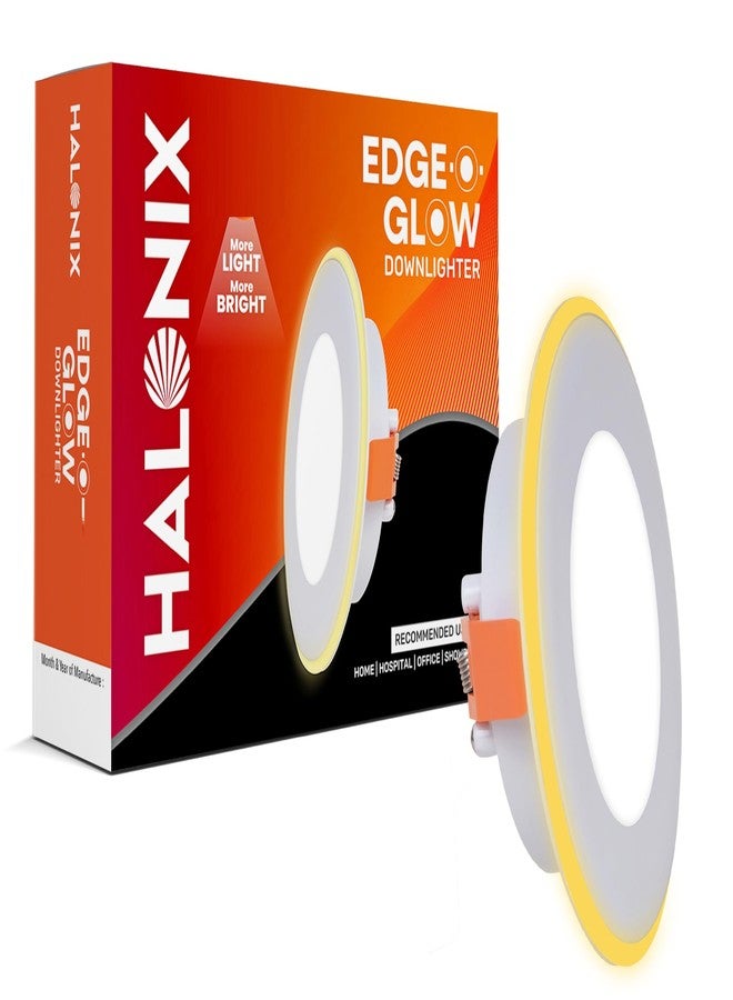 Halonix مصباح سقف هالونيكس المدمج من البولي كربونات بقوة 12 واط بتقنية Edge-O-Glow | 3 أوضاع إضاءة | للمنزل والمكتب | مصباح LED مدمج | يتطلب سقفًا معلقًا | فتحة التركيب: 6 بوصات | اللون: أبيض وأصفر | عبوة من قطعة واحدة - Image 1